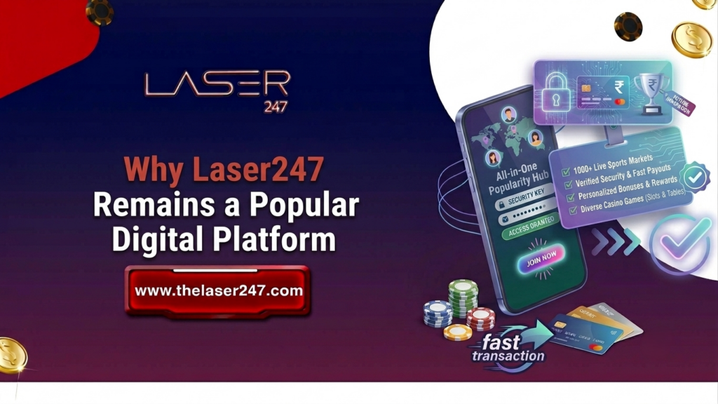 User exploring the Laser247 platform on a smartphone and laptop with a modern, secure, and responsive interface.
